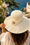 Tulle Flower Detailed Straw Hat Cream - 2