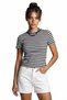 Striped Cotton Knitted T-Shirt Lub0386 Sky Blue Brown - 3