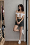 Women's Slim Fit Stoned Black Short Denim Shorts - 2
