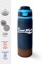 Navy Blue Brown Thermos with Straw and Direct Drinking Steel Cup 800 ml 38514