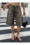 Women's High Waist Leopard Print Short Denim Shorts