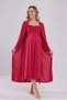New Season Cherry Special Lace Design Strap 100% Cotton Maternity Nightgown-Dressing Gown Set of 2 - 9