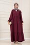 Muslin Fabric Robalı İvana Dress-Bordo - 3