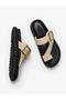 Women's Cream Flip Flops with Gold Buckle, Orthopedic Comfortable Daily Summer Flat Sole Stylish Beach Slippers