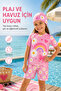 Girl's Daisy Patterned 3-Piece Beach Set with Shorts and Swimsuit, Includes a Cap