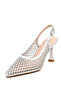 432 Women's Mesh Stoned Goblet Heel Open Back Evening Dress Shoes - 6