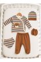 Cotton Teddy Bear Punch Side Snap Seasonal 5-Piece Newborn Baby Boy Hospital Discharge Bodysuit Set - 2