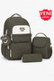 4-Piece Satin Fabric Waterproof Primary School Bag Set with Lunch Bag, Pen Holder and Accessory Bag