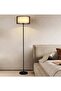Floor Lamp, Dual-layer lampshade, Tri-color dimmable, Vertical Standing, Black Metal, 12 Watt - 4