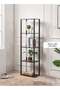 Living Room Bedroom Study Room Decoration LED Bookshelf Lamp, Movable 4-Tier Floor Lamp with Storage Rack with Remote Control 11W - 3