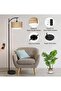 Arc Floor Lamp, 3 Color Temperatures, Dimmable, Remote, Rattan & Fabric Shades, Adjustable Height - 4