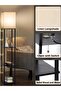 FUOE Floor-standing shelf lamp, warm lighting, 3-color LED, smart remote, wood grain, modern, black. - 5