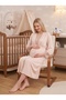 New Season Beige Lace Detailed Design Buttoned Wide Strap 100% Cotton Maternity Maternity Dressing Gown Nightgown Set of 2 - 8
