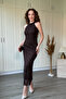 Halter Neck Jacquard Glitter Midi Tulle Dress - 6