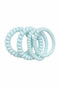 Light Blue Telephone Cord Shaped Flexible Hair Clip Set 4 Pieces