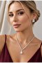 Crystal Stone Drop Model Necklace and Earring Set – Silver Color Special Design - 2