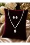 Crystal Stone Drop Model Necklace and Earring Set – Silver Color Special Design - 3