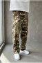 Men's Belt Detailed Camouflage Patterned Linen Baggy Trousers - 2