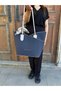 Women's Large Size Shawl Detailed Luxury Design Hand & Shoulder Bag Shopper with Puppy Detail, Suitable for Daily Use - 2