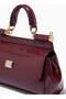 Small East West Sicily Top-handle Bag in Glossy leather, Women's Shoulder Bag, Wine-Red-17cm - 5