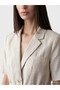Two Mt Shop Quality Lcw Studio Brown Linen Plain Standard & Regular Women's Blazer Jacket - 3