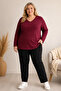 Plus Size Women's V-Neck Long Sleeve Casual Comfort Fit Basic Blouse