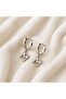 Letter-Stoned Steel Dangle Earrings for Women – Silver Color - 4