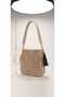 Women's Beige Knitted Shoulder Bag with Tassel Detail, Summer Bohemian Daily Bag 22X20X5 cm - 2