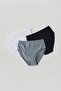 Women's 3-Piece Black-White-Grey Cotton Bikini Panties Set - 5