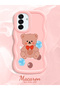 Samsung Galaxy A17 Compatible Case Camera Protector Pink Silicone Couple Phone Case Bear Pattern - 2