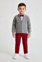 Gray Linen Trousers, Cardigan and Boy's Shirt 3-Piece Set 24549 - 4