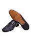 Dark Blue Color Laceless Genuine Leather Men's Shoes - 3