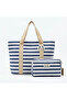 100% Cotton Striped Large Marine Beach Bag 42.5X28X15 cm – Navy Blue and Red Color Options - 4