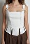 Women's Suspender Detailed Corset Blouse Ecru