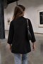 Women's Black Oversize Jacket with Pockets Arm-26K001005 - 2