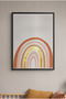 Boho Rainbow Gold Arch Kids Wall Art | Portrait Framed Canvas Print with Gold Foil Embossed | Luxury Islamic Decor for Kids Room