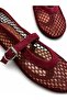 Women's Mary Jane Burgundy Mesh Ankle Strap Ballerinas - 2