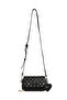 Women's Monogram Patterned Multi-Compartment Bag with Heart Accessories, Flap Closure, Zipper Closure, Adjustable Shoulder Strap - 2