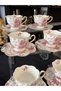Premium Porcelain 6-Person White Coffee Cup Set with Flower Figures 90 ml - 3