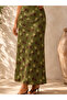 Women's Green Floral Stretchy Lined Skirt - 2
