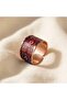 Copper Claret Red Black Textured Patterned Wide Form Adjustable Ring - 3