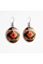 Copper Orange Black Floral Pattern Dangle Earrings |   100% Handmade Copper - 4