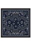 Ethnic Patterned Navy Blue Twill Silk 90X90 Scarf