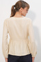 Women's Side-Tie Long Sleeve Blouse 996 - Cream - 5
