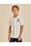 Boys White Chest Print Polo T-Shirt