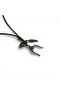 Antique Bronze Double Horn Crescent and Feather Figured Adjustable Brown Leather Cord Unisex Necklace - 4