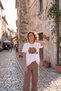 Vintage Rose Bouquet Printed White Women's T-Shirt Flower and Compass Cotton T-Shirt