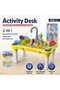 3-in-1 Kids Activity Desk Building Blocks Painting Kitchen Play Set