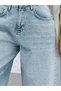 Women's Stoned Skater Fit Jean Pants High Waist Wide Leg Light Blue Denim Trousers - 3