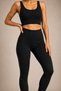 Women's Ribbed Padded Sports Bustier & High Waist Gathering Leggings Two-Piece Set - 2